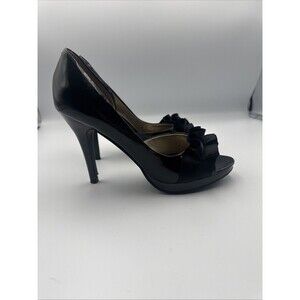 Carlos By‎ Carlos Santana Stiletto Heels Black Ruffle Size 6 M - Flaw